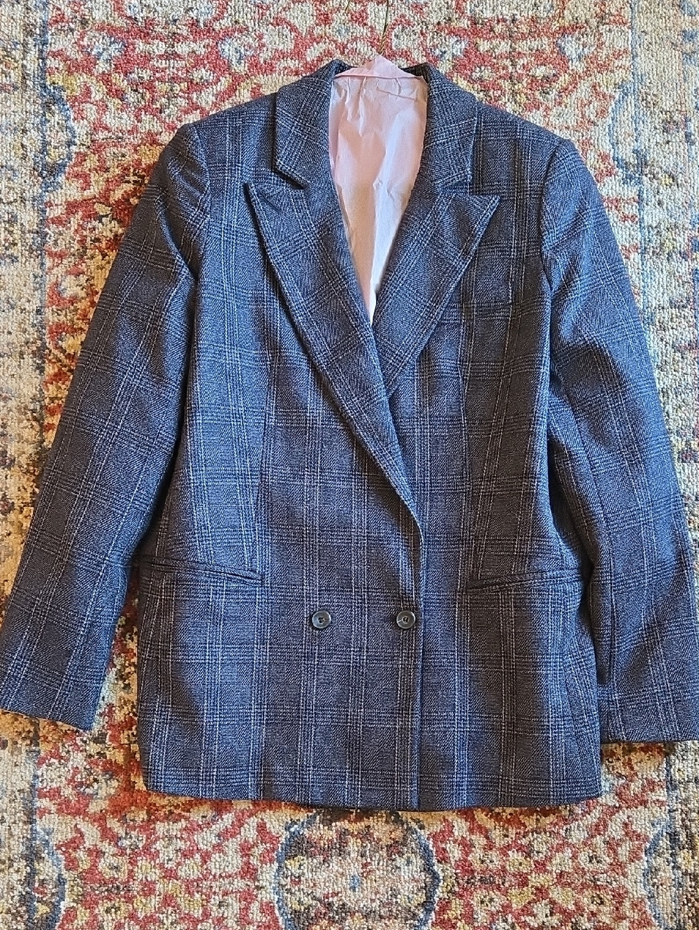 Beautiful Treasure & Bond Navy plaid blazer M
